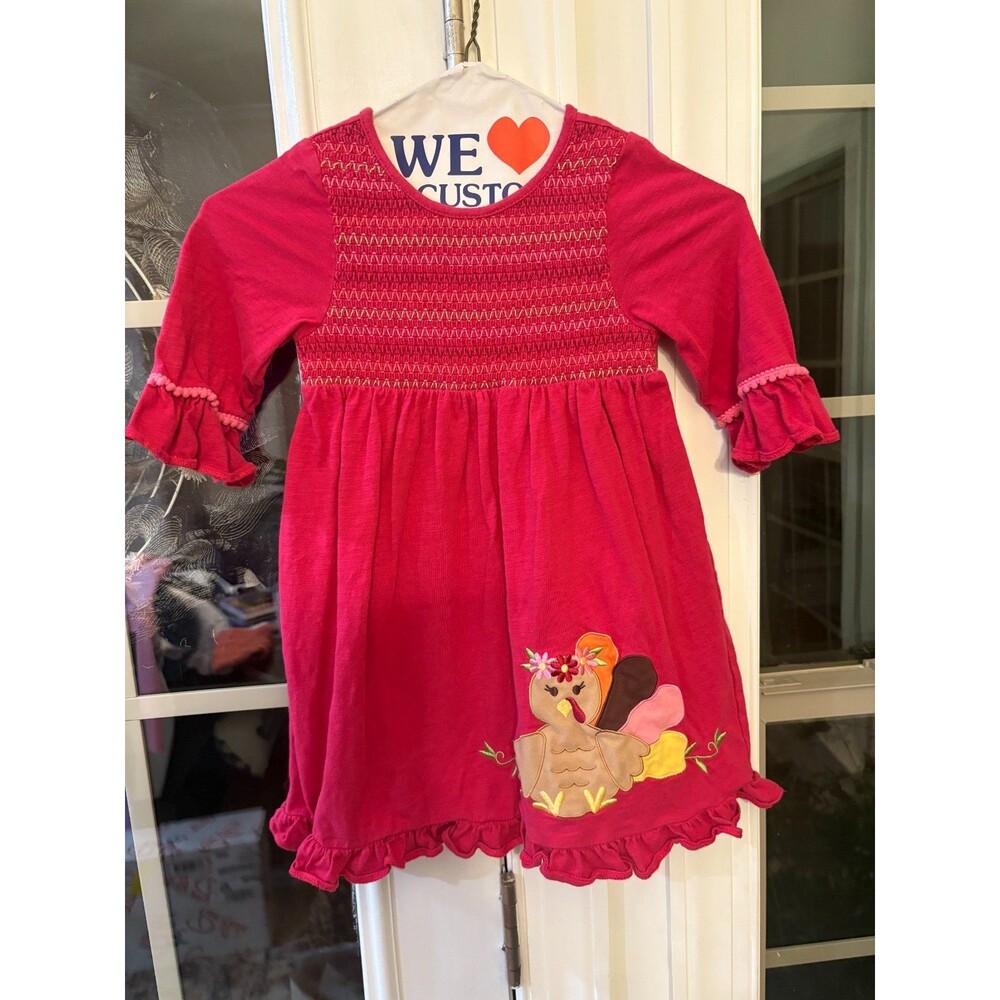 Goodlad Little Girl's Multi-Color Smocked Thanksgiving Dress- Size 5